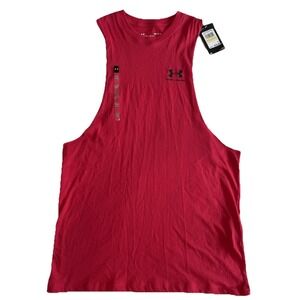 Under Armour Sportstyle Left Chest Cut-Off Tank Top Pink Red Medium NWT
